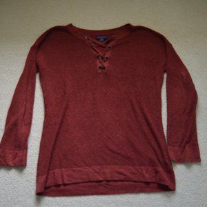 American Eagle Maroon Woven Long Sleeve